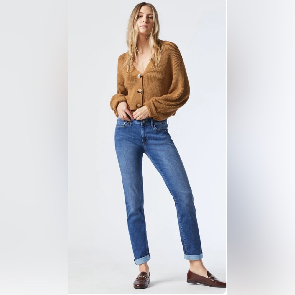 Mavi Emma Petite Slim Boyfriend Jeans Mid Rise Medium Blue Non Distressed 32P